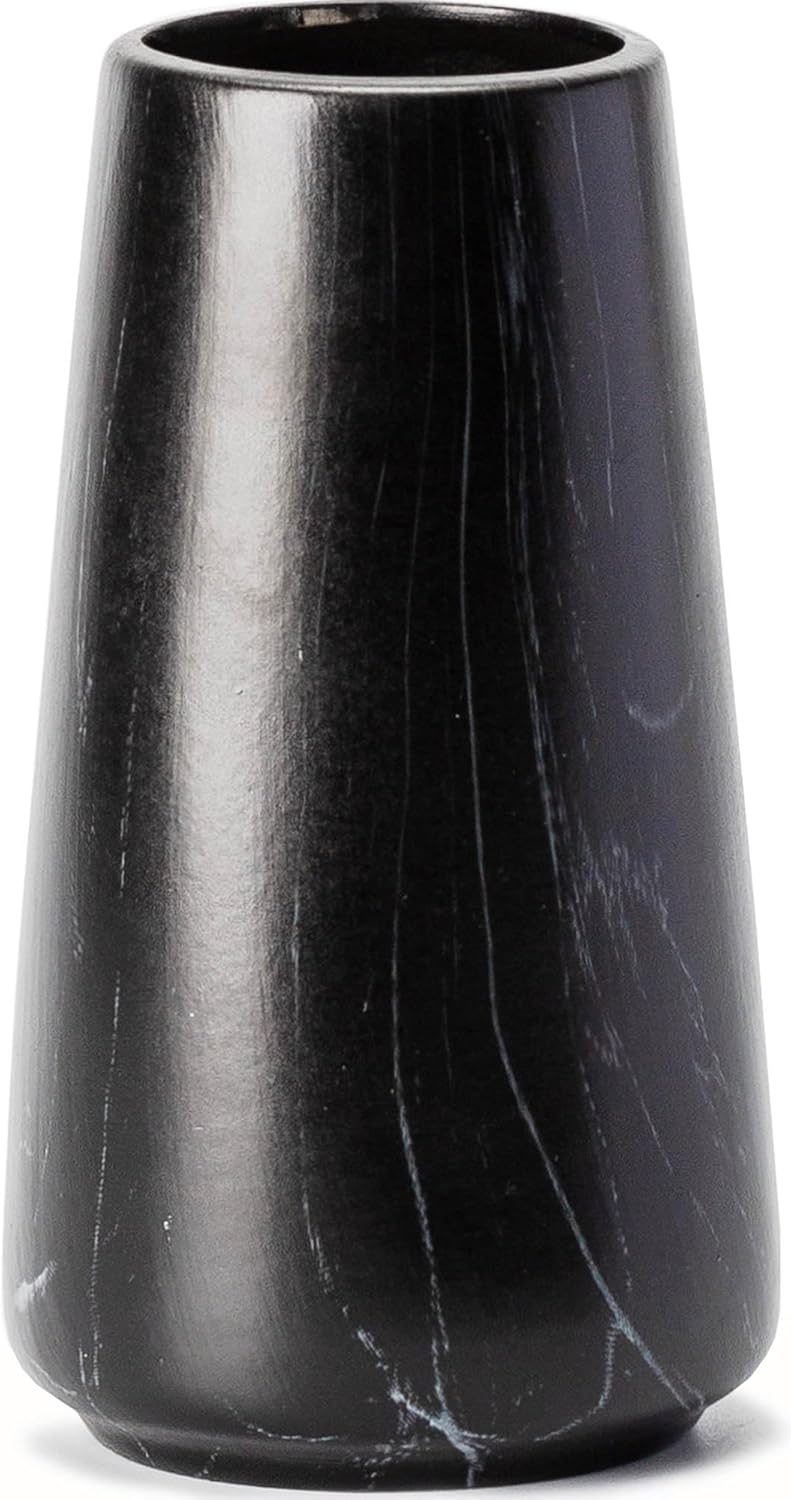 Boho Beige Flower Vase — Marble Black