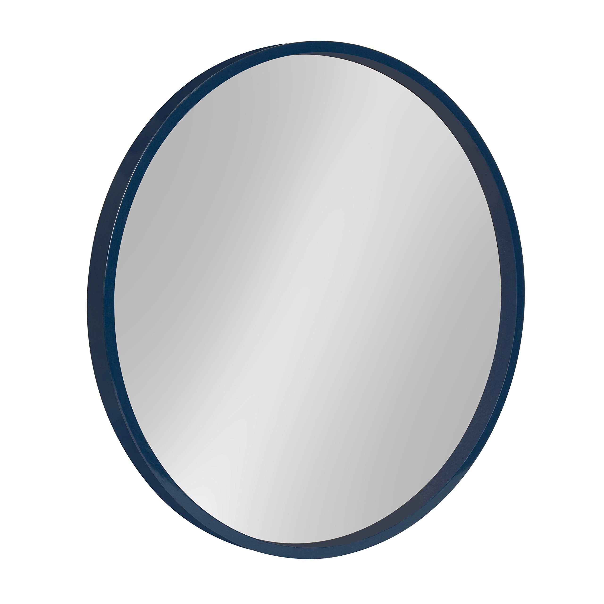 Round Modern Wood Wall Mirror — 21.6"