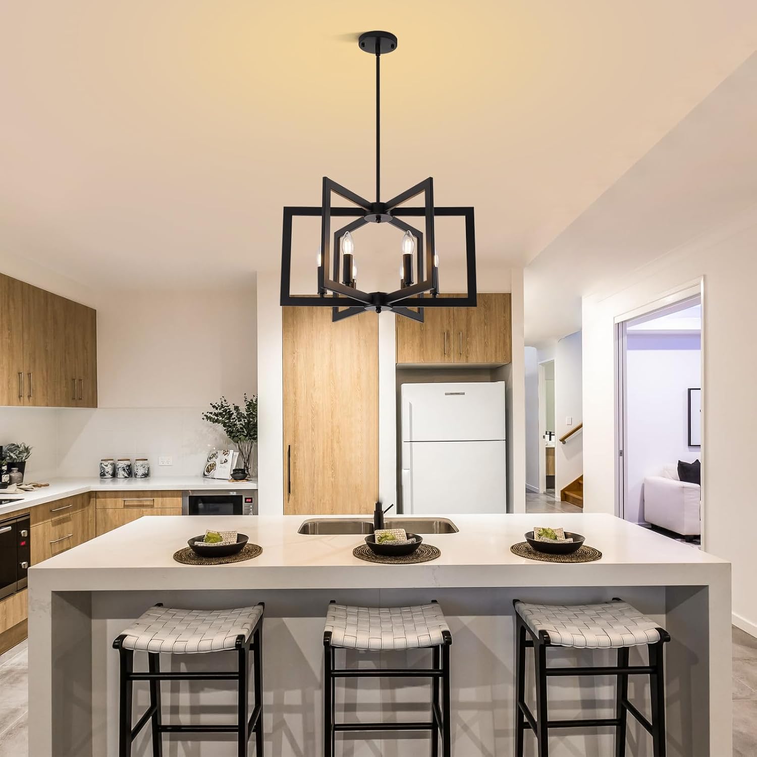 Farmhouse Black Chandelier — 6-Light - View 9