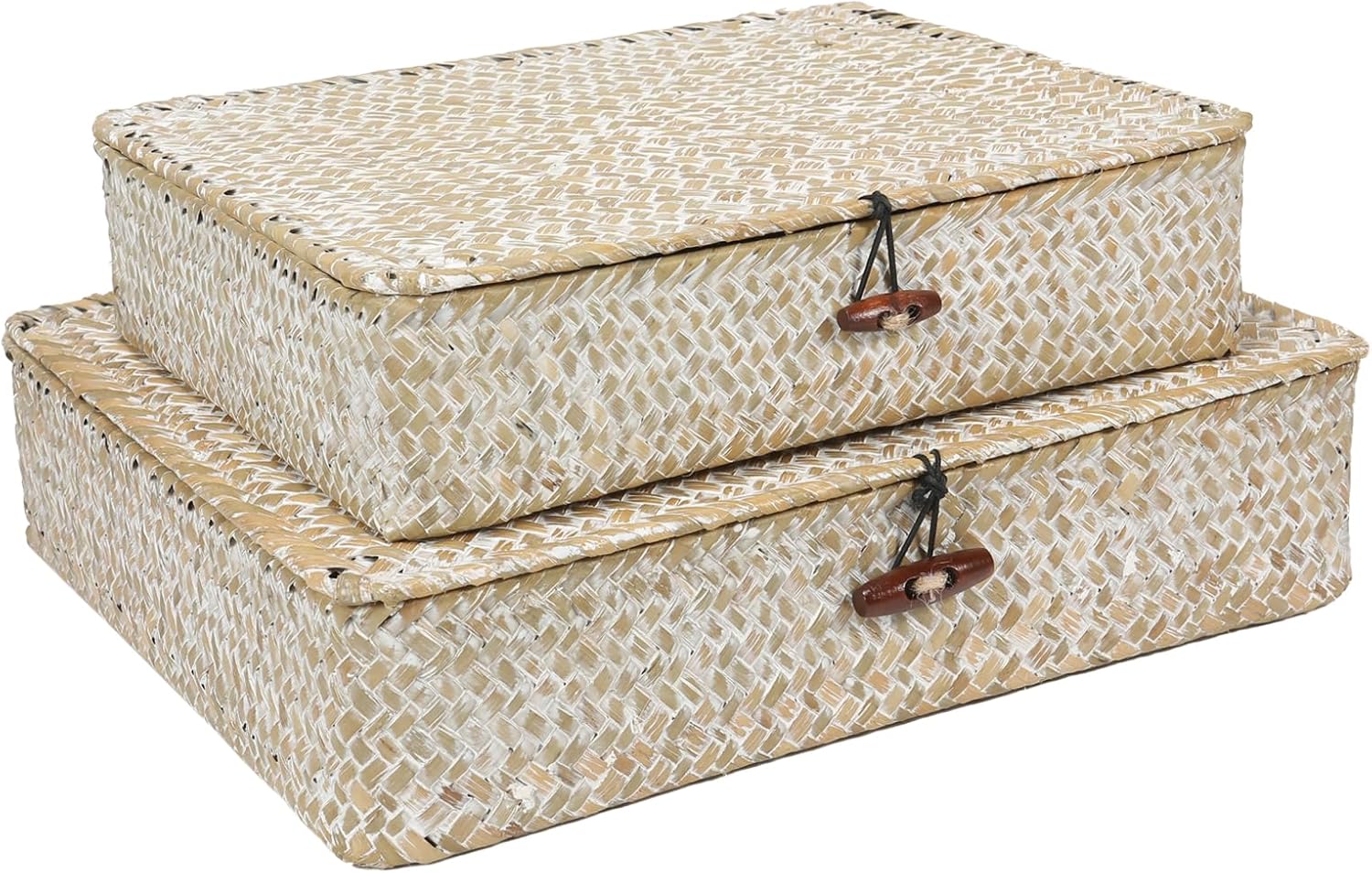 Boho Brown Storage Bin — Set of 2 — Whitewash