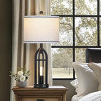 USB Farmhouse Black Bedside Lamp — 27" - View 6