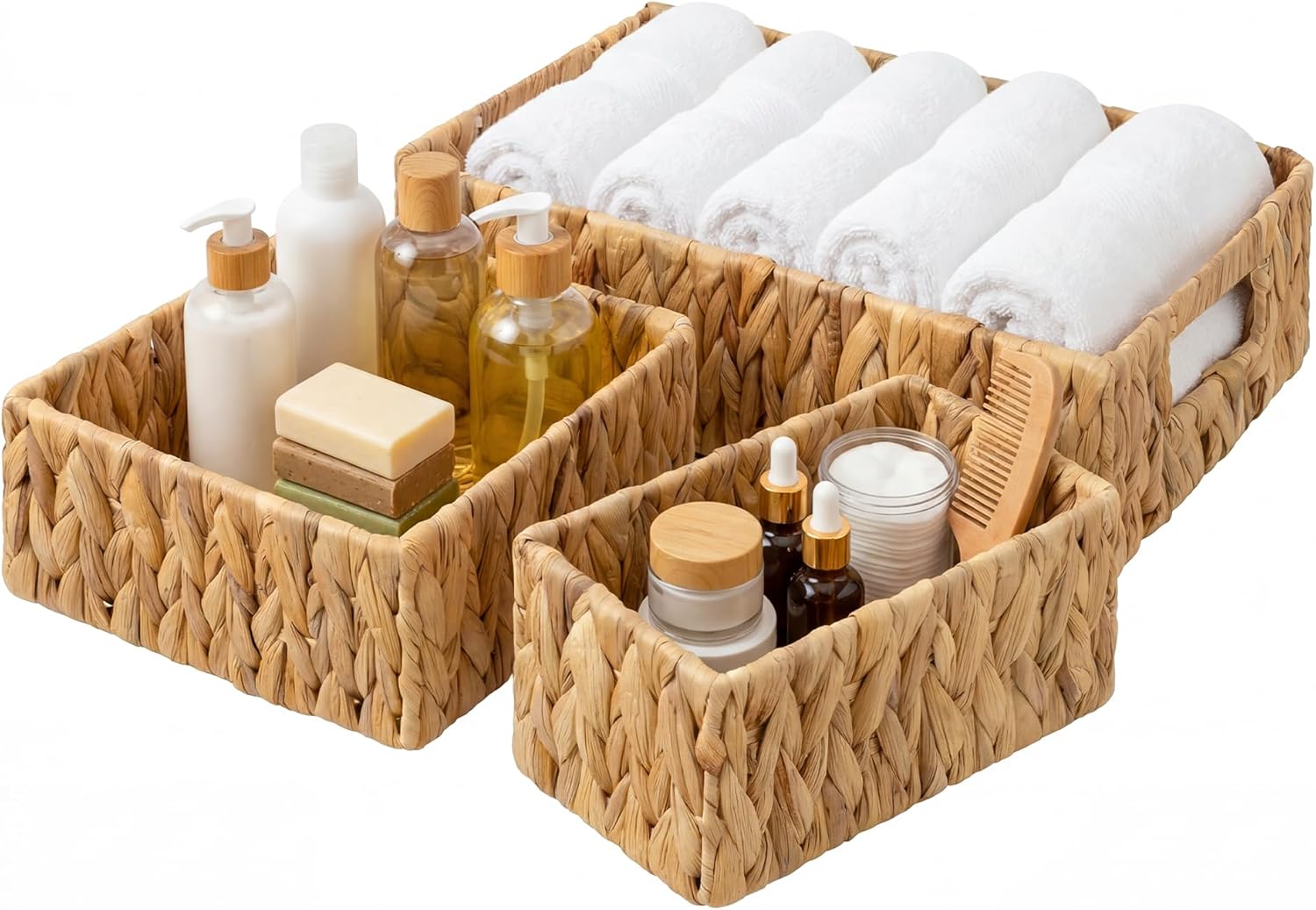 Black Storage Basket — 13" — 14¼"Lx9"Wx4"H + 8"Lx8"Wx3½"H + 8"Lx4½"Wx3½"H