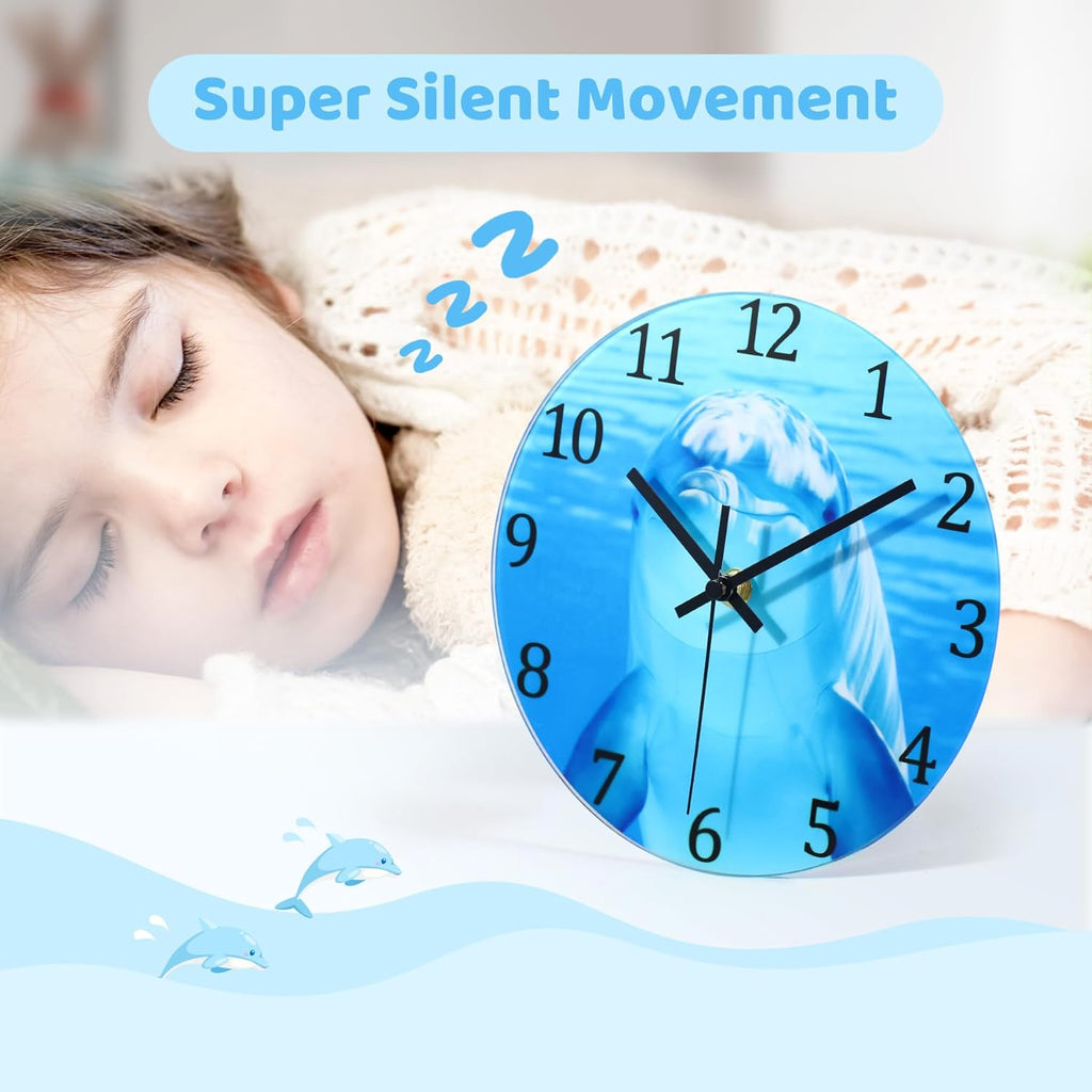 Battery Operated Blue Wall Clock — 8" - View 3