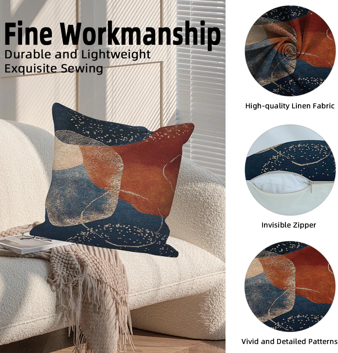 Boho Fabric Throw Pillow Cover — 18" - View 2