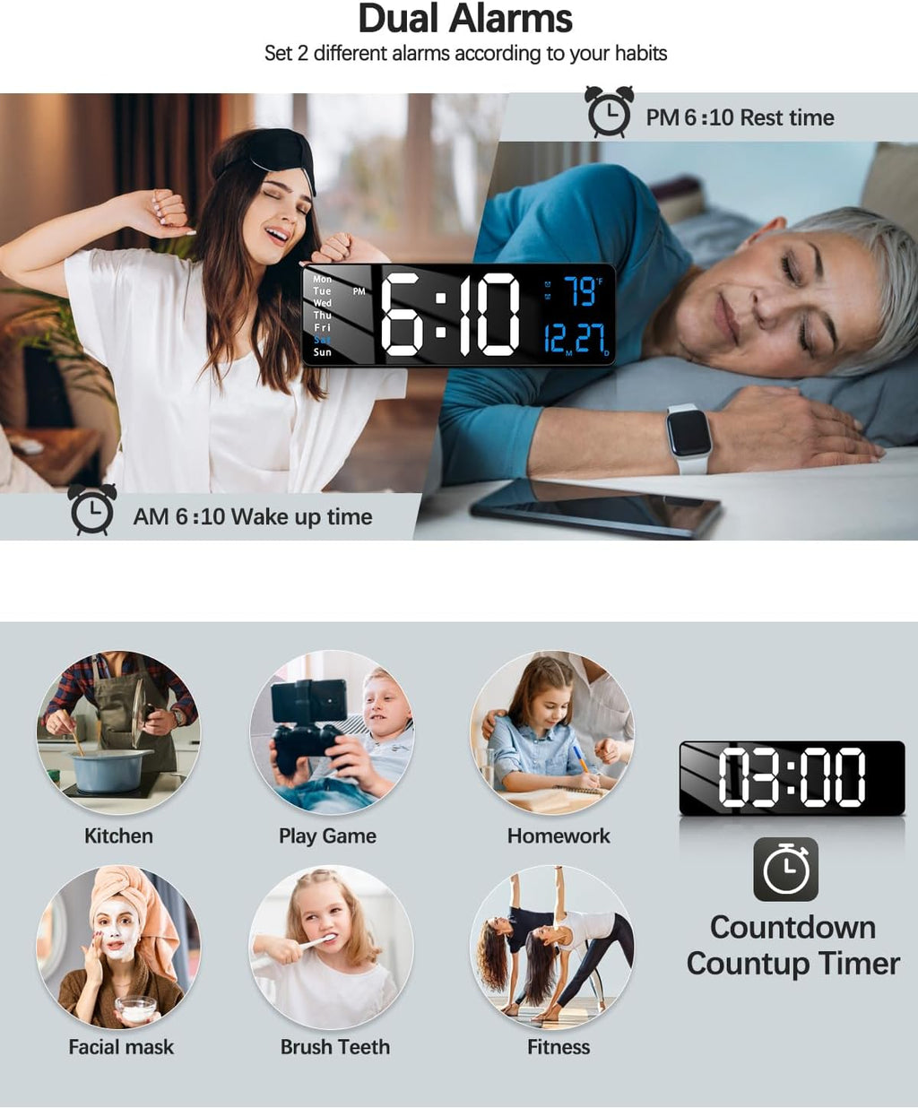 Modern Blue Wall Clock — 16" - View 6