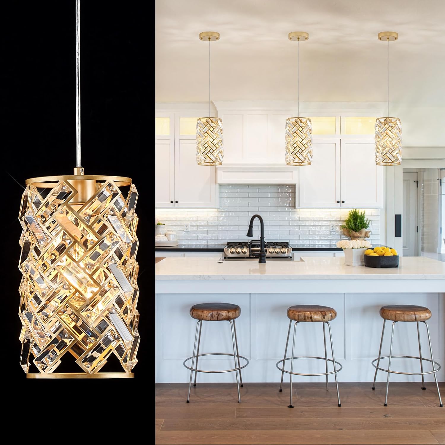 Round Luxe Black Chandelier — Gold Round 3-Pack