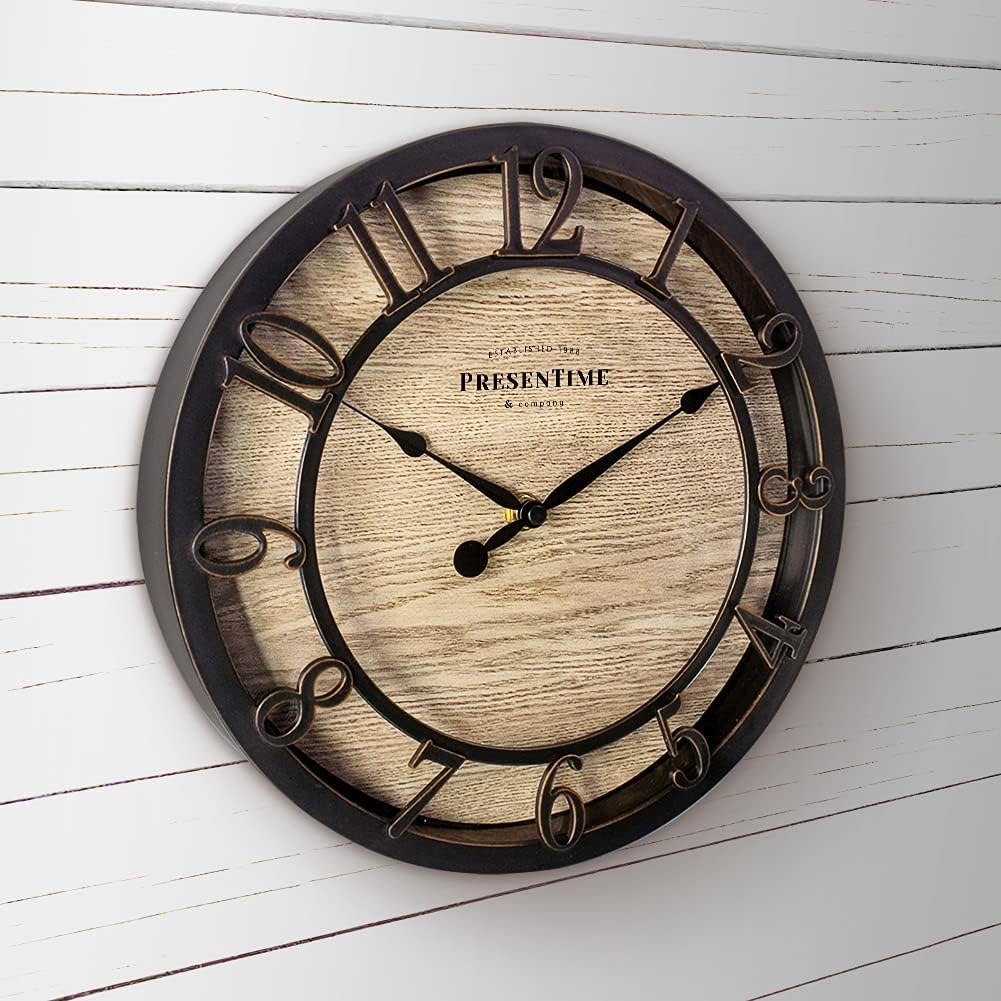 Vintage Farmhouse Gold Wall Clock — 10" - View 2