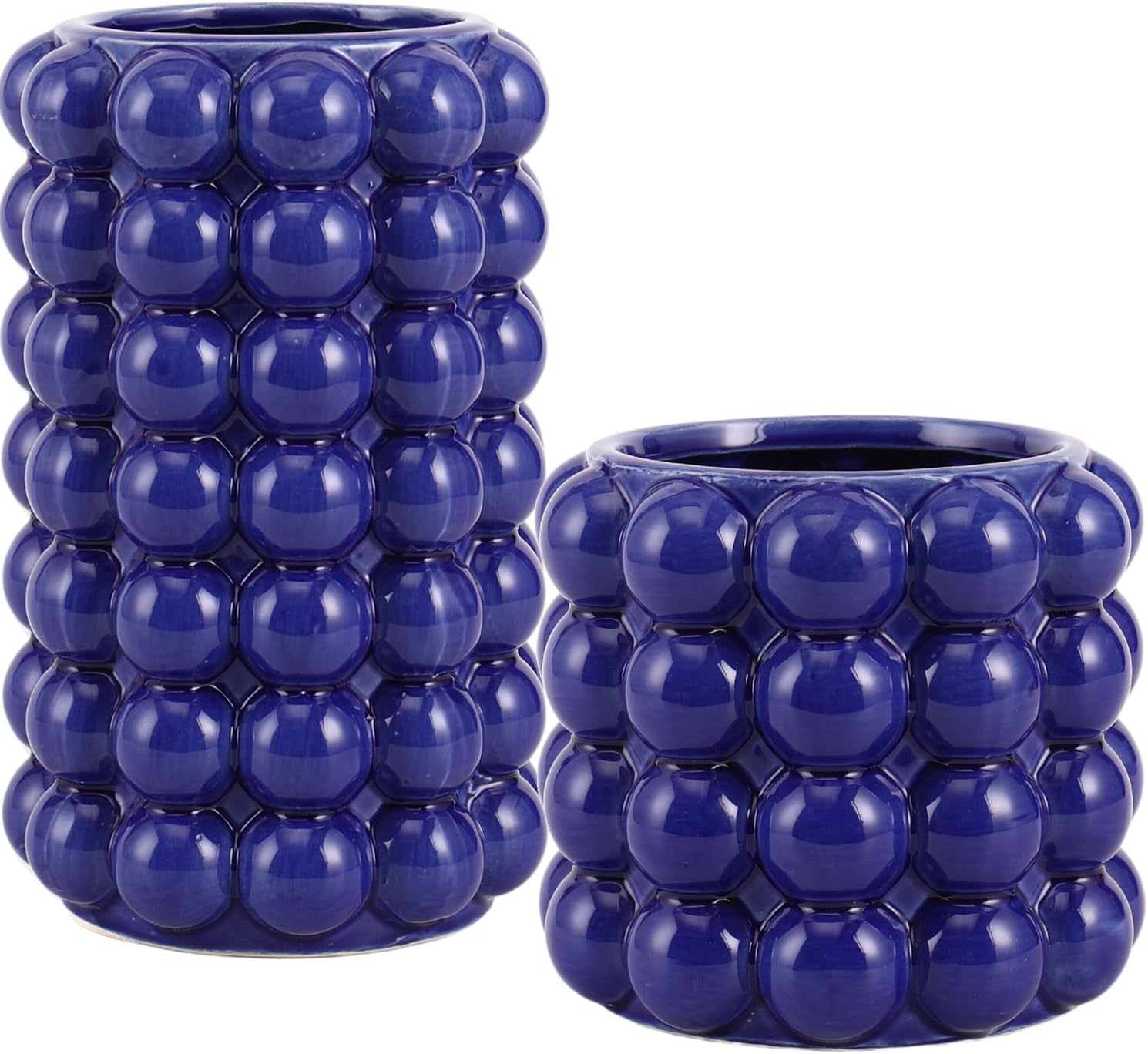 Boho Beige Flower Vase — Set of 2 — Blue
