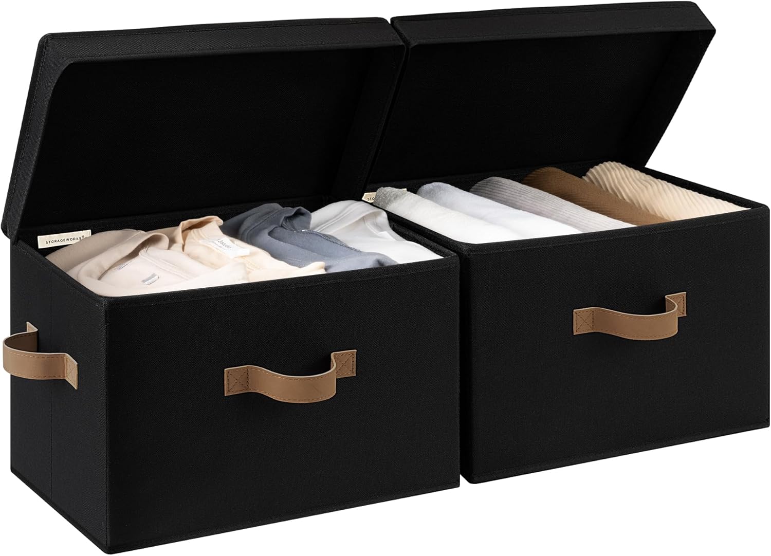 Beige Storage Bin — Black