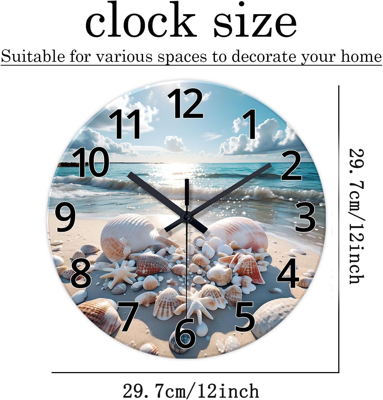 Battery Operated Modern Black Wall Clock — 12" - View 5