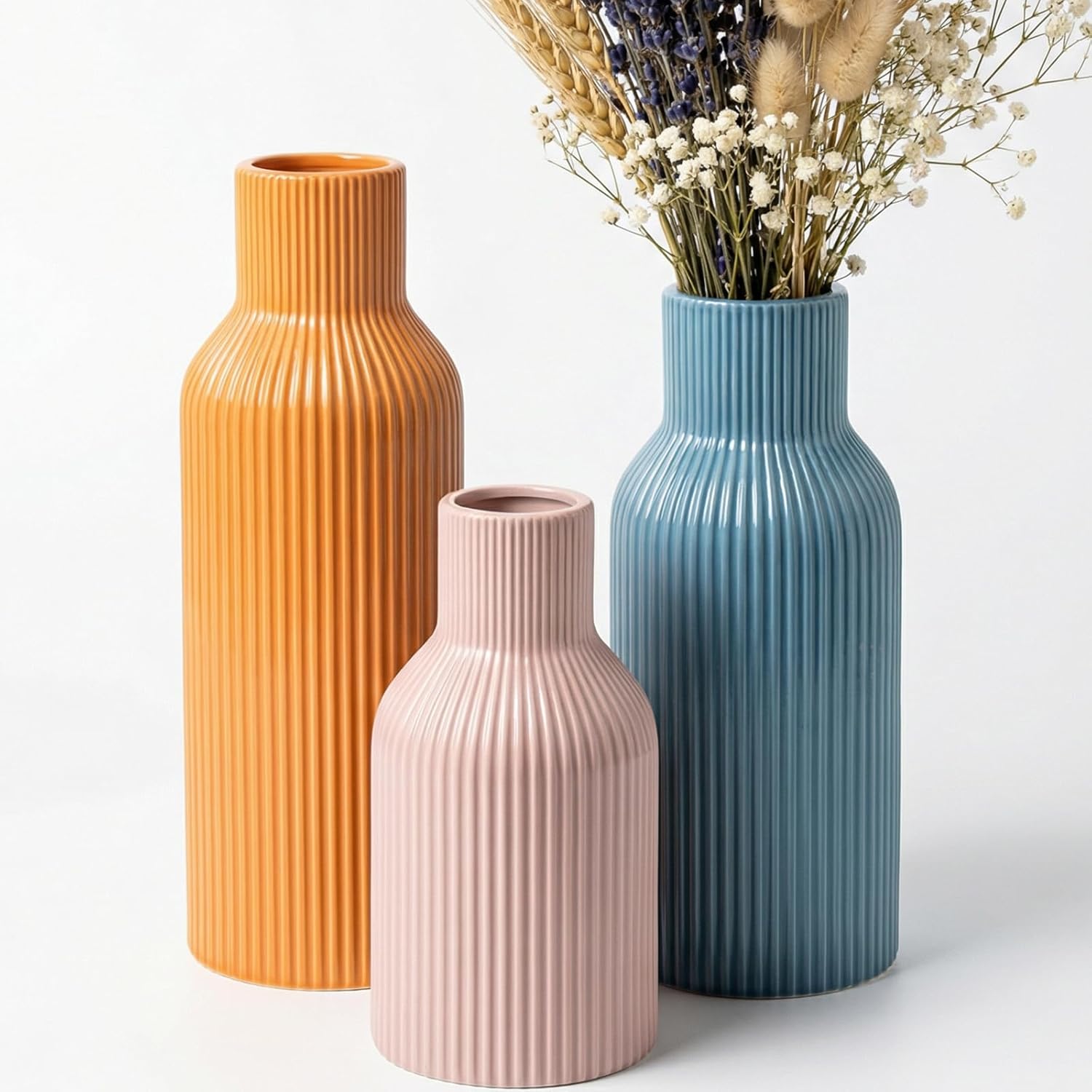Modern Beige Flower Vase — Set of 3 — 3-piece-set