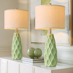 Vintage Boho Black Bedside Lamp — 27.5" — Green