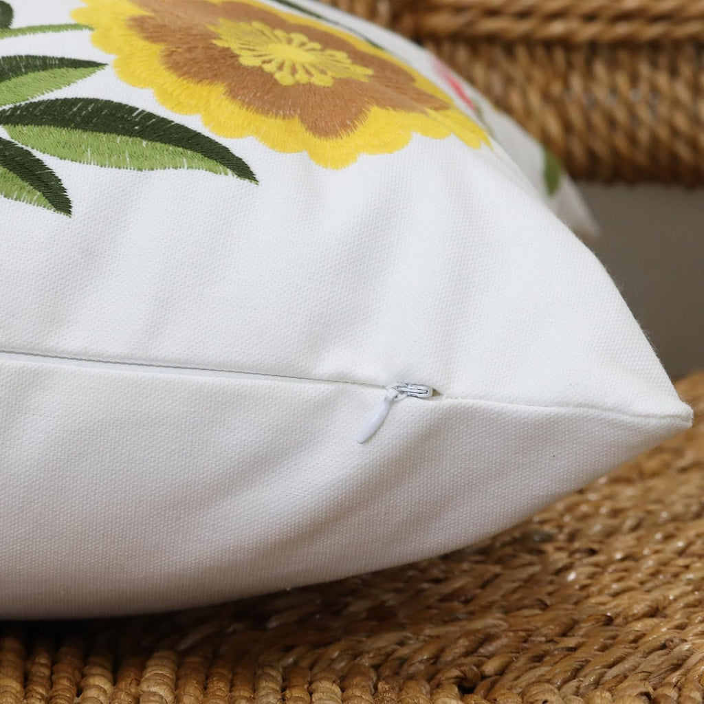 Embroidered Boho Blue Throw Pillow Cover — 18" - View 7