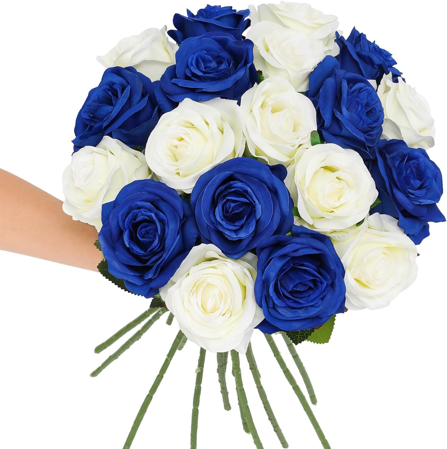 Black Artificial Flowers — White & Blue