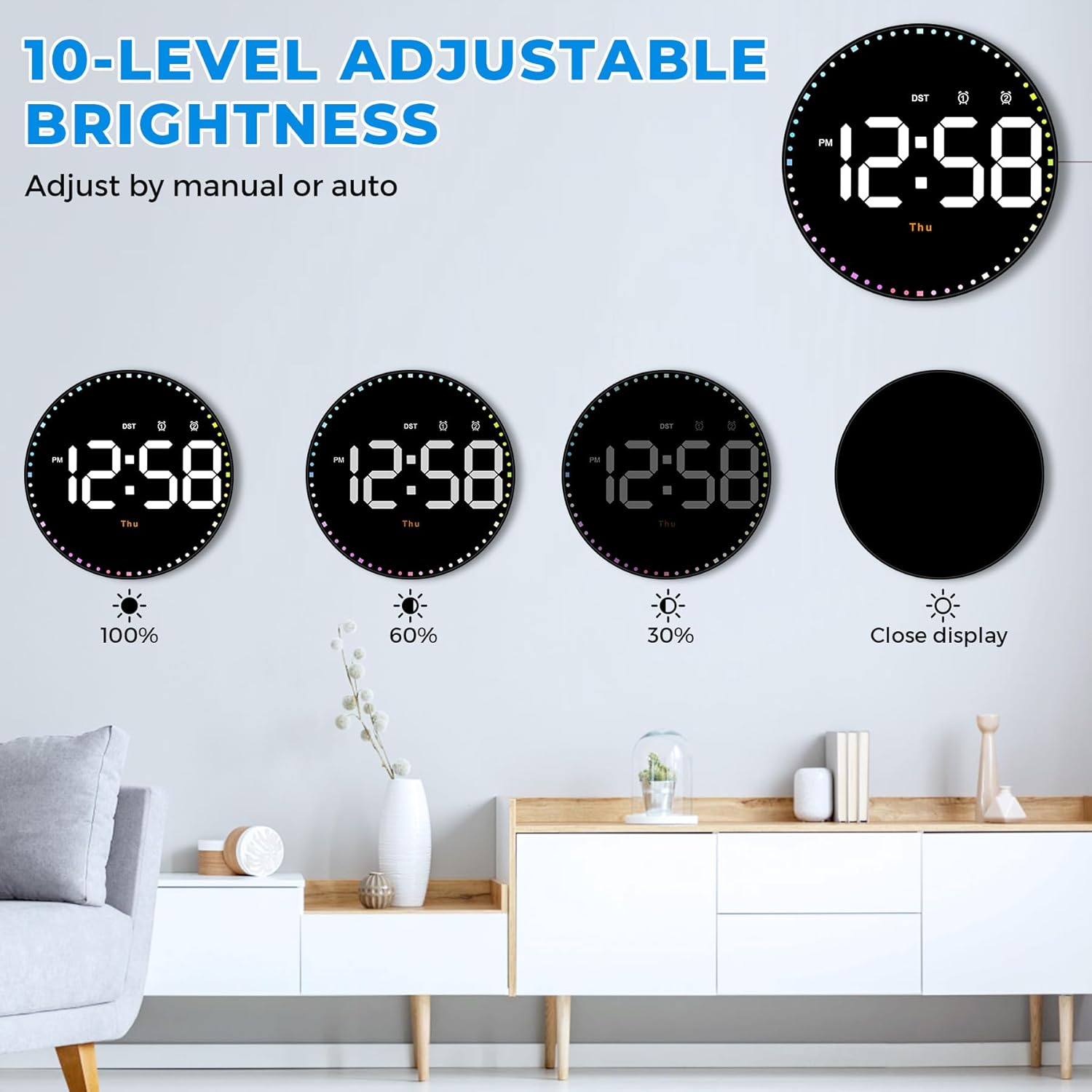 Adjustable Wall Clock — 10" - View 5