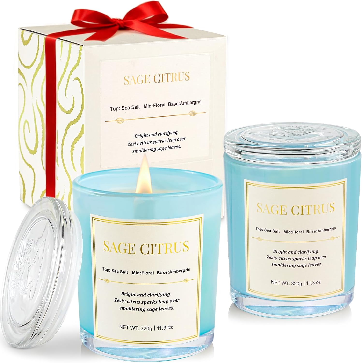 Soy Wax Beige Scented Candle — Sage Citrus