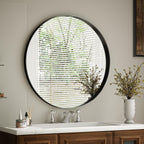 Round Modern Black Mirror — 24" - View 6