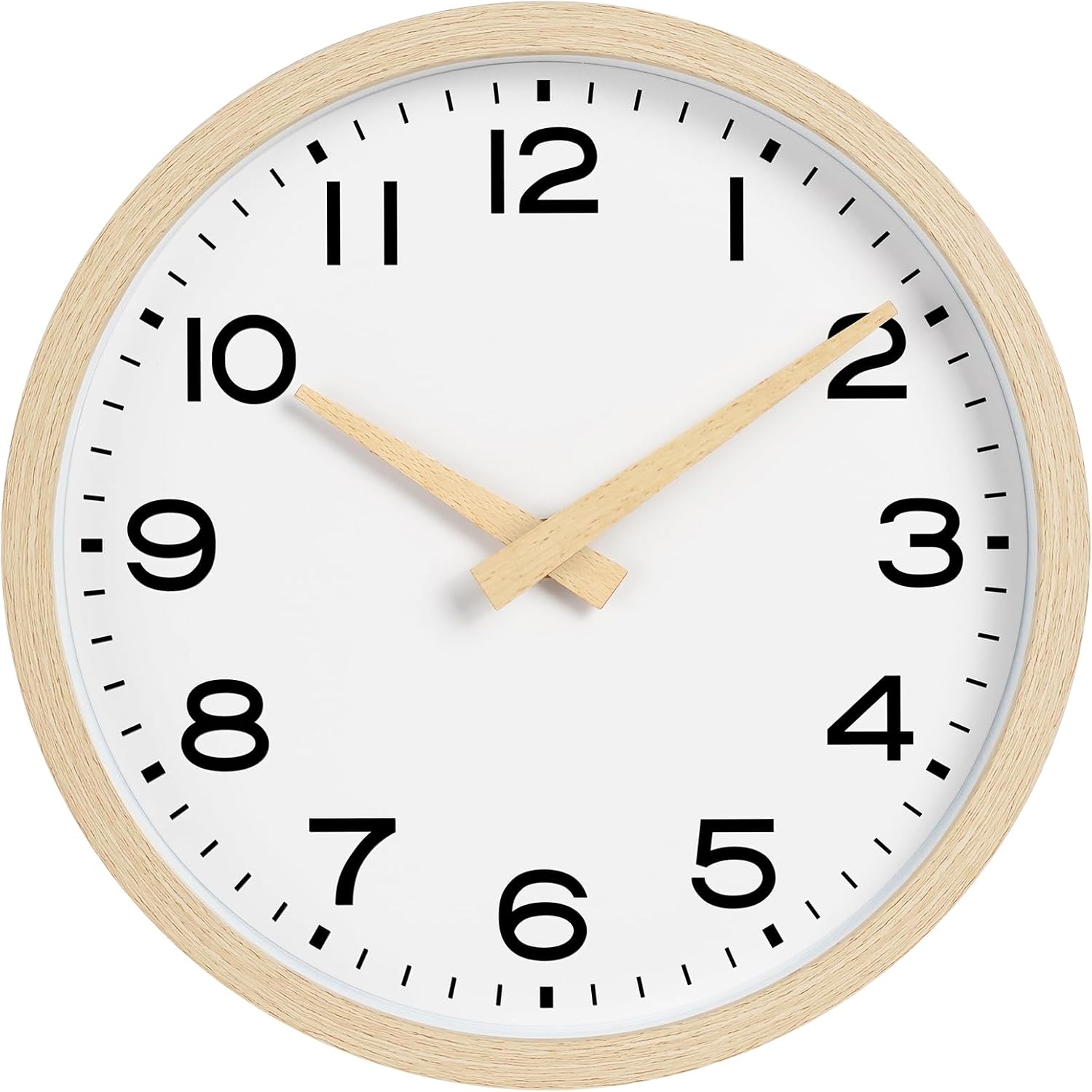 Battery Operated Black Wall Clock — 18" — D_wood Grain