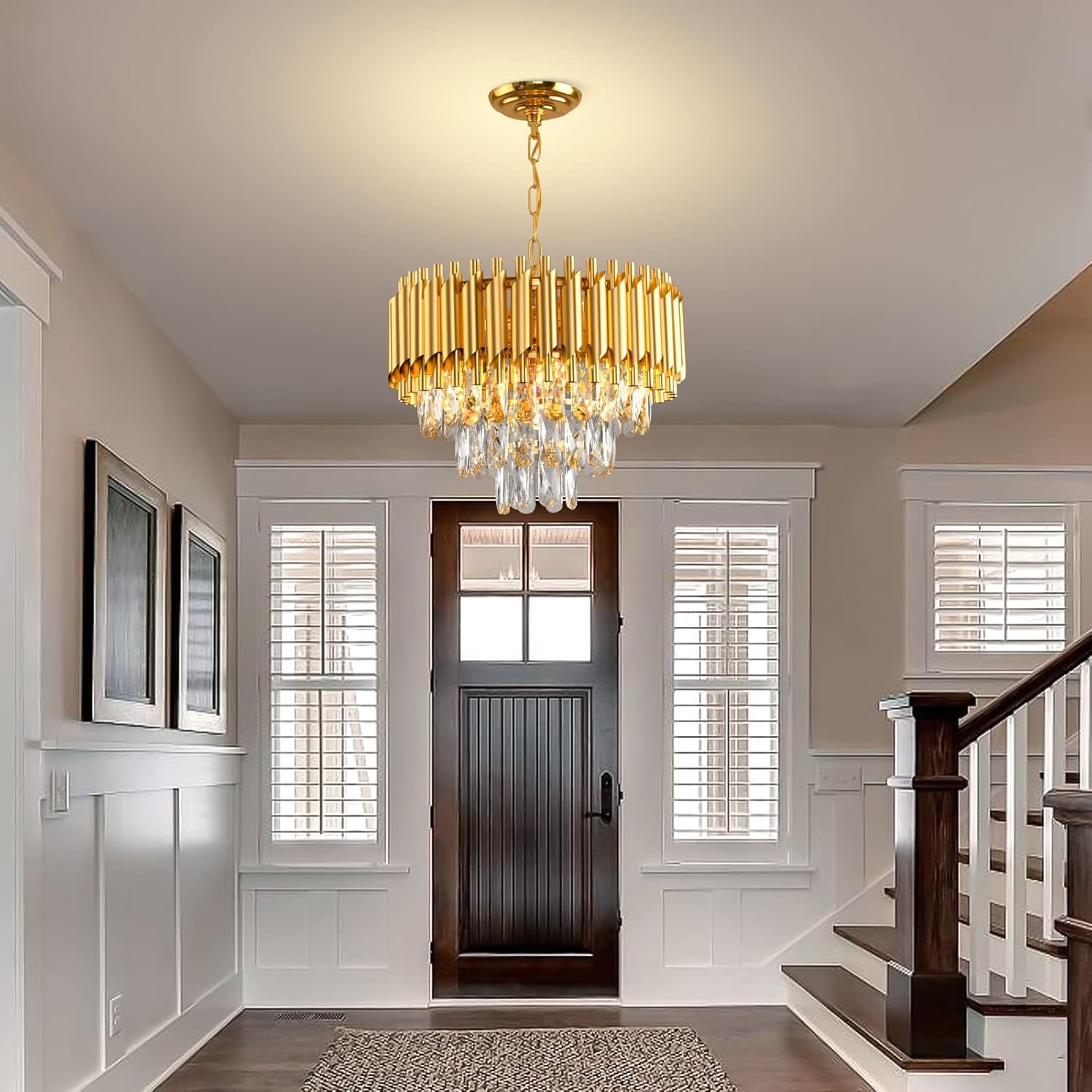 Round Luxe Black Chandelier — 5-Light - View 3