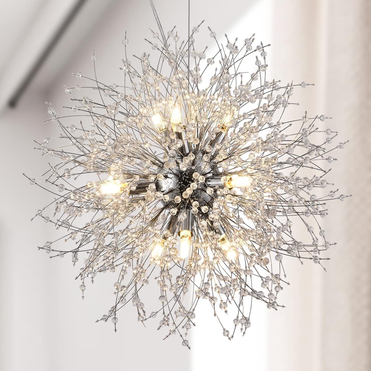 Luxe Metal Chandelier — 12-Light — Chrome - Dia19.6in