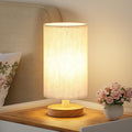 Beige Bedside Lamp — 9" — Cream Shade - Wood Base