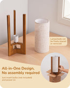 Linen Modern Beige Bedside Lamp — 13.5" - View 4