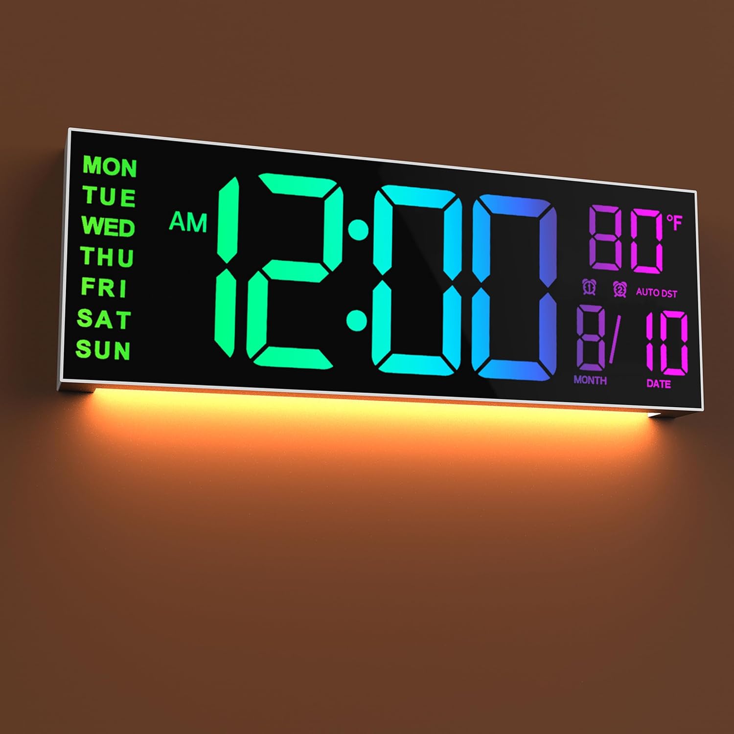 RGB Black Wall Clock — 15" — A White Shell