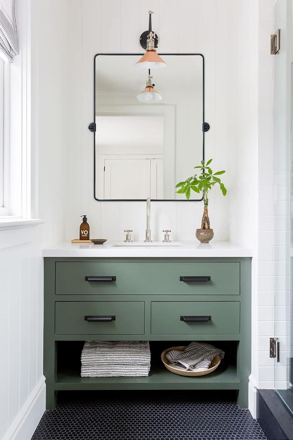 Framed Farmhouse Black Vanity Mirror — 24" — Matt Black