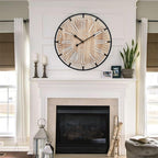 Vintage Farmhouse Brown Wall Clock — 24"