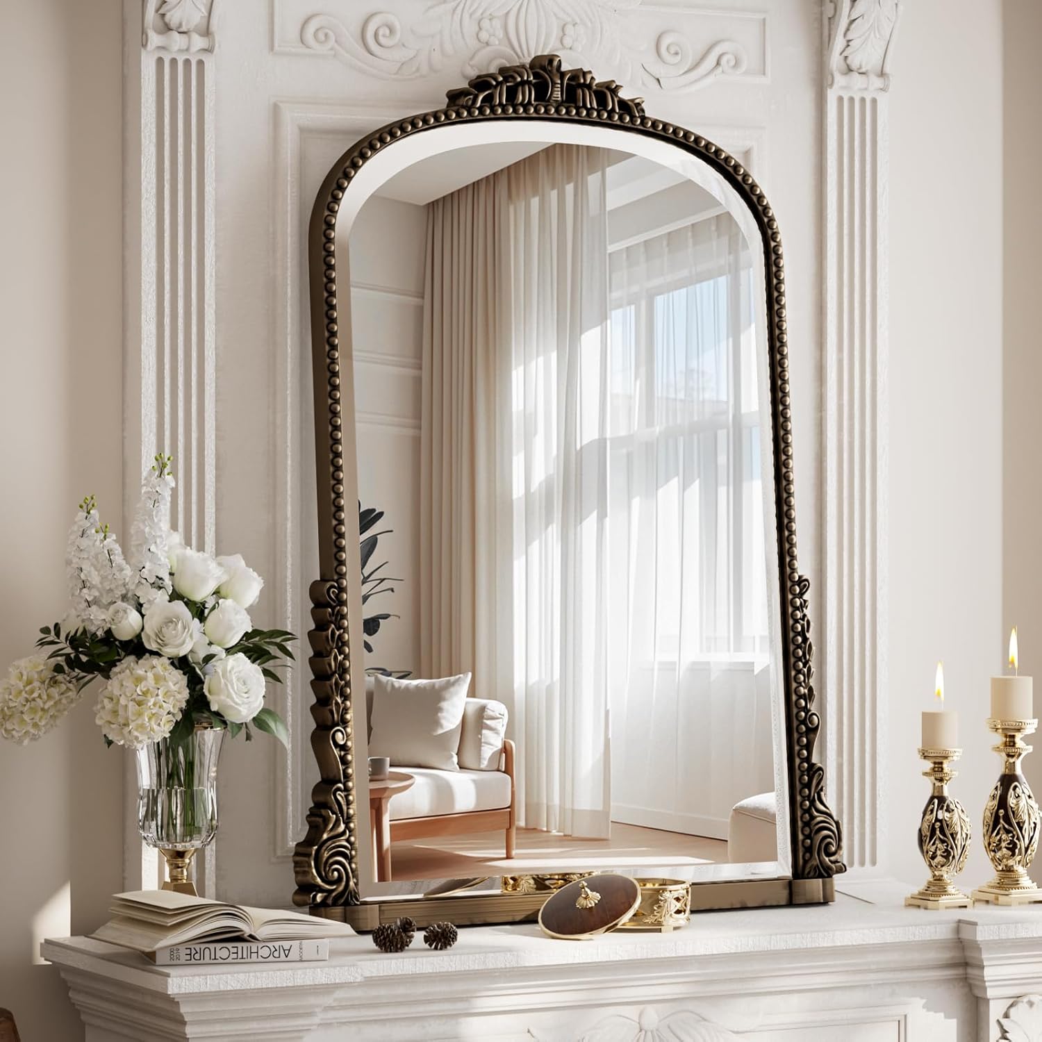 Round Luxe Gold Wall Mirror — 27" — Bronze