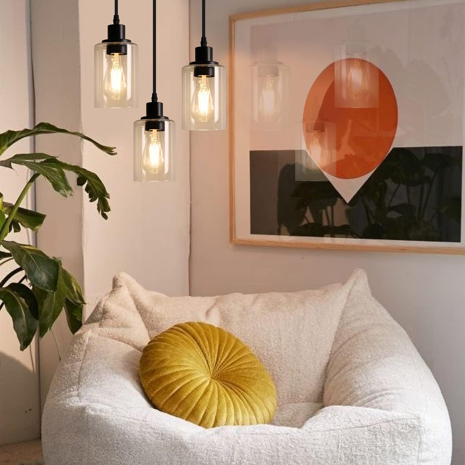 Adjustable Black Pendant Light — 3-Light - View 4