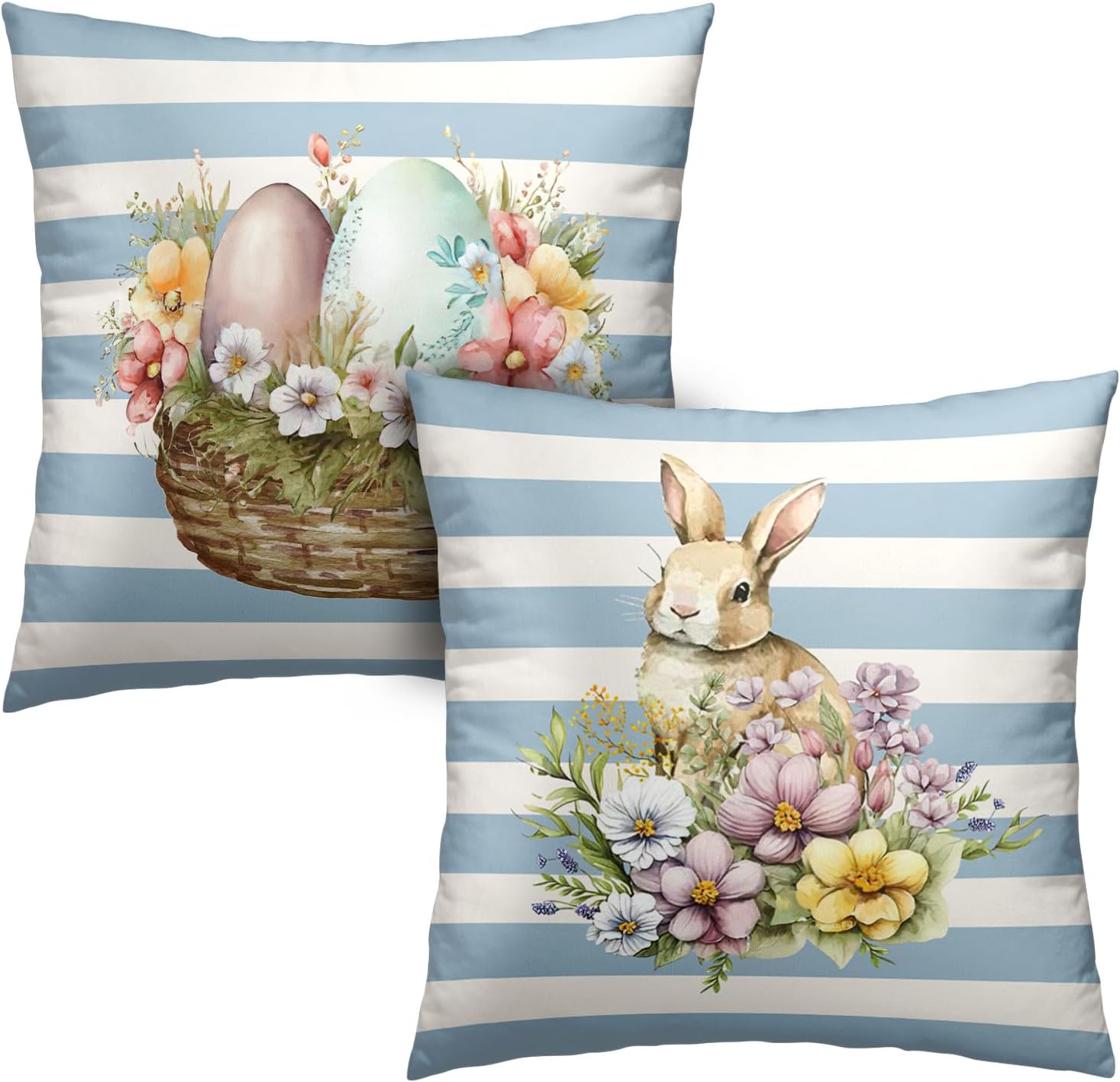 Boho Blue Throw Pillow Cover — 18" — Easter-7