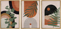 Framed Mid-Century Fabric Wall Art — 24" — 16" x 24" x 3 Panels NATURAL