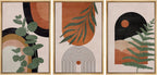 Framed Mid-Century Fabric Wall Art — 24" — 16" x 24" x 3 Panels NATURAL