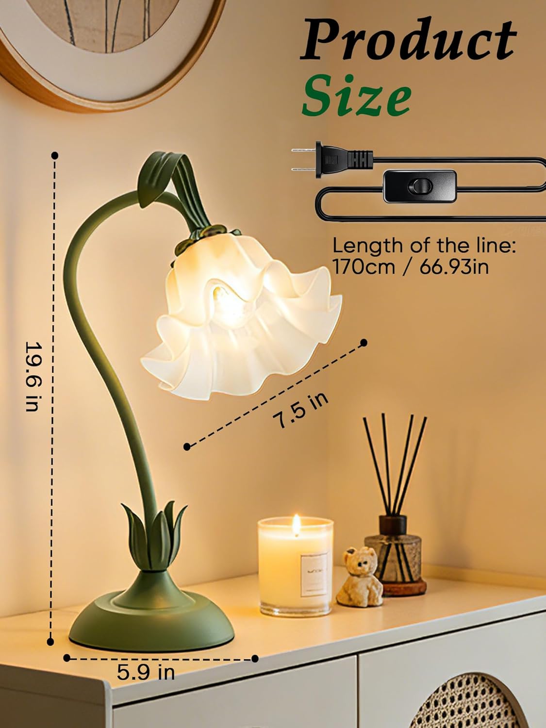 Vintage Green Bedside Lamp - View 4
