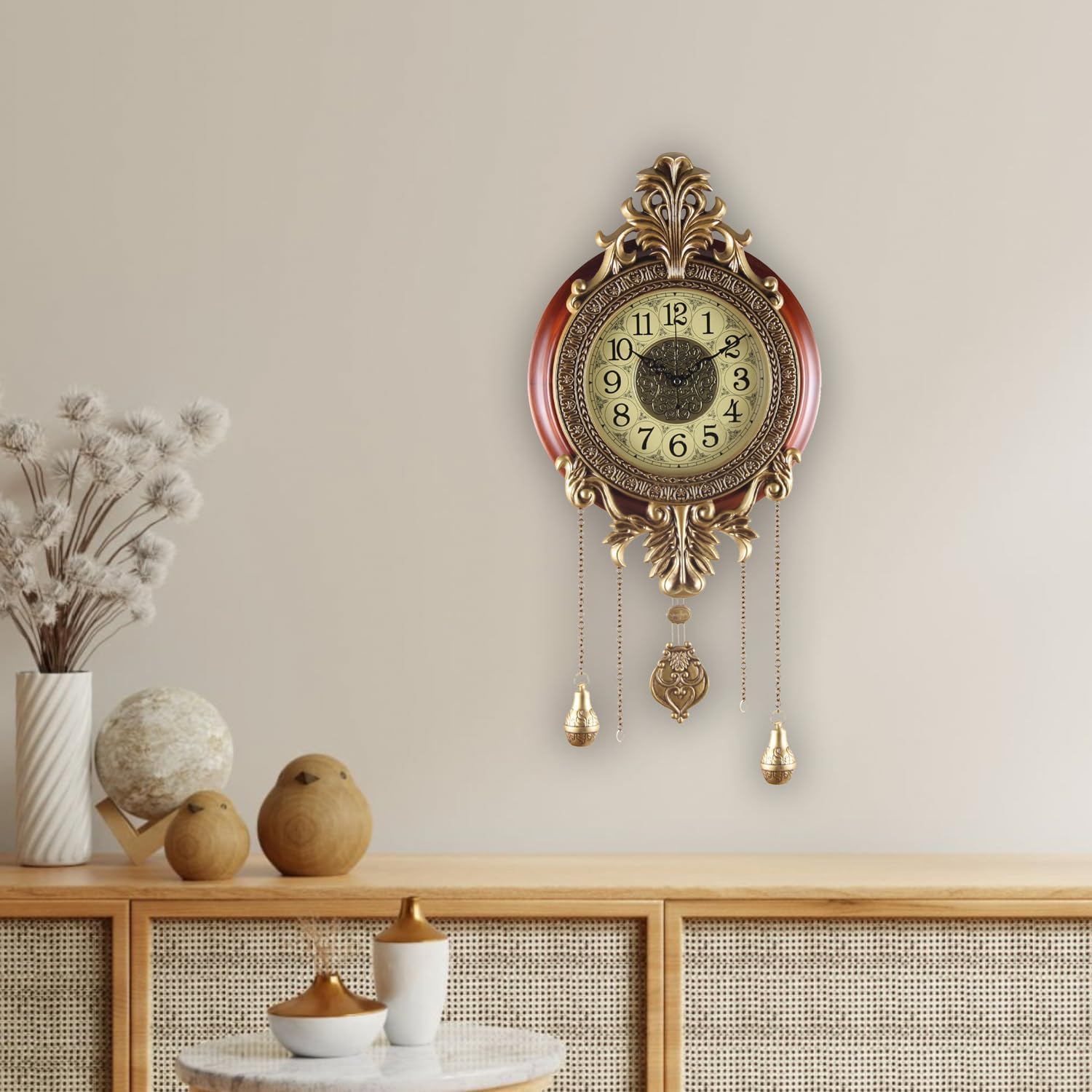 Battery Operated Mid-Century Wood Wall Clock - View 2