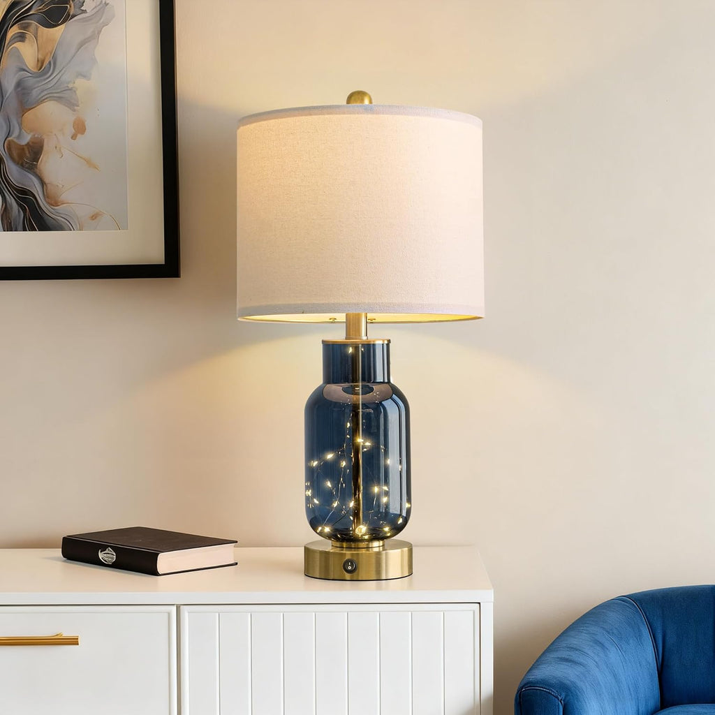 USB Modern Blue Bedside Lamp — 22" - View 2