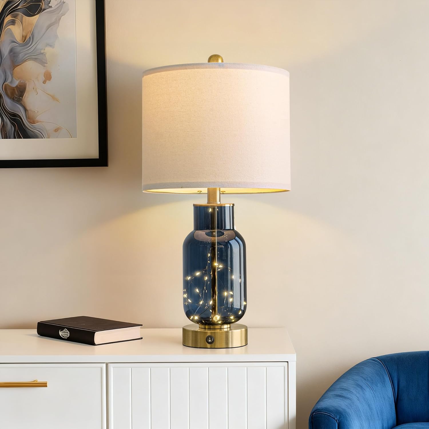 USB Modern Blue Bedside Lamp — 22" - View 2