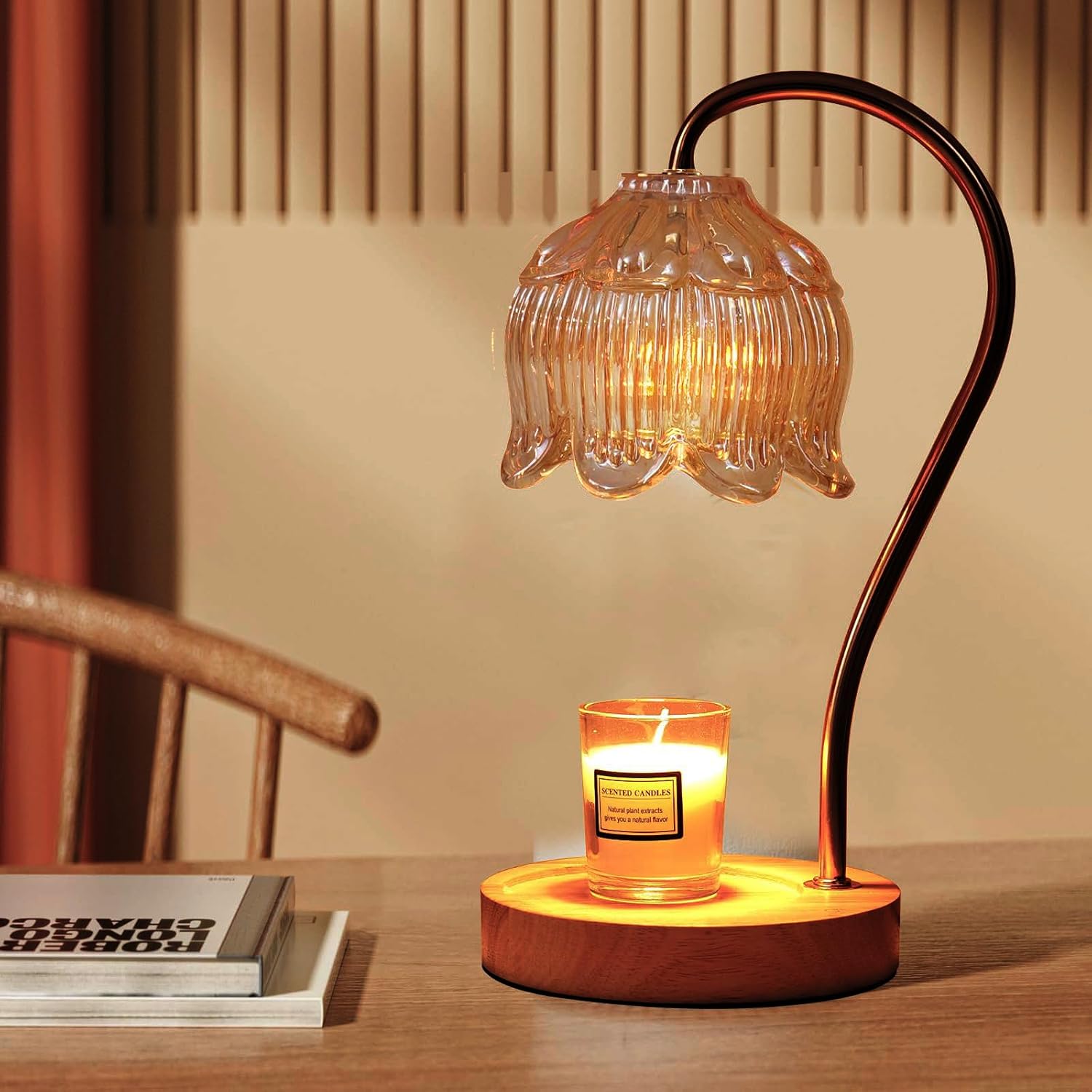 Luxe Beige Table Lamp — Warm Yellow