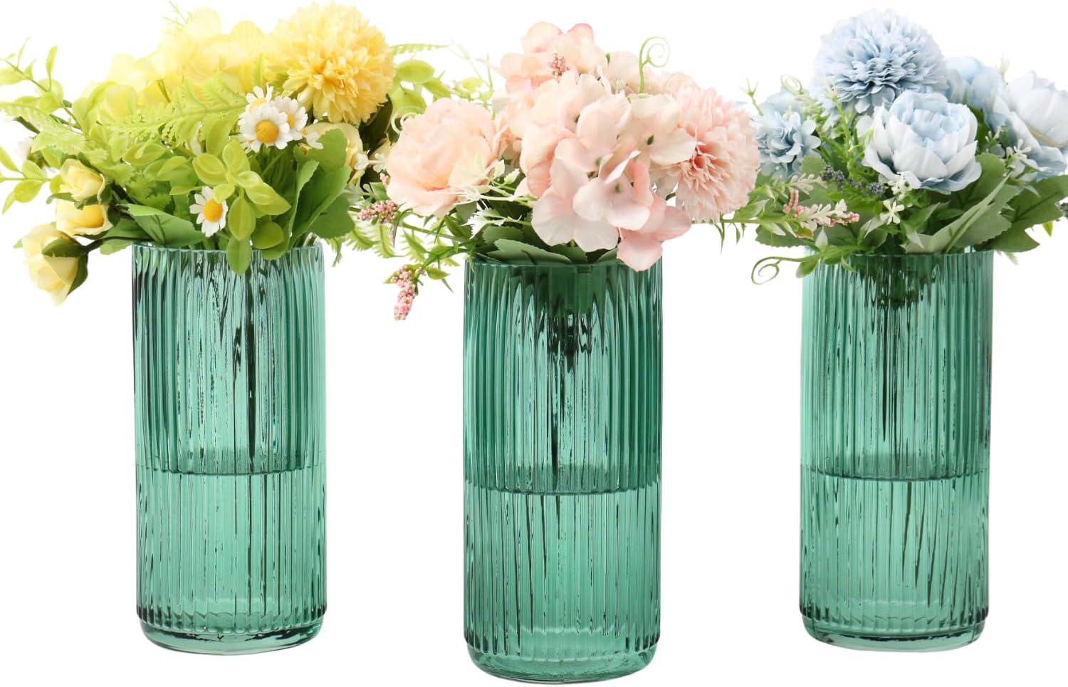 Black Flower Vase — 10" — Green
