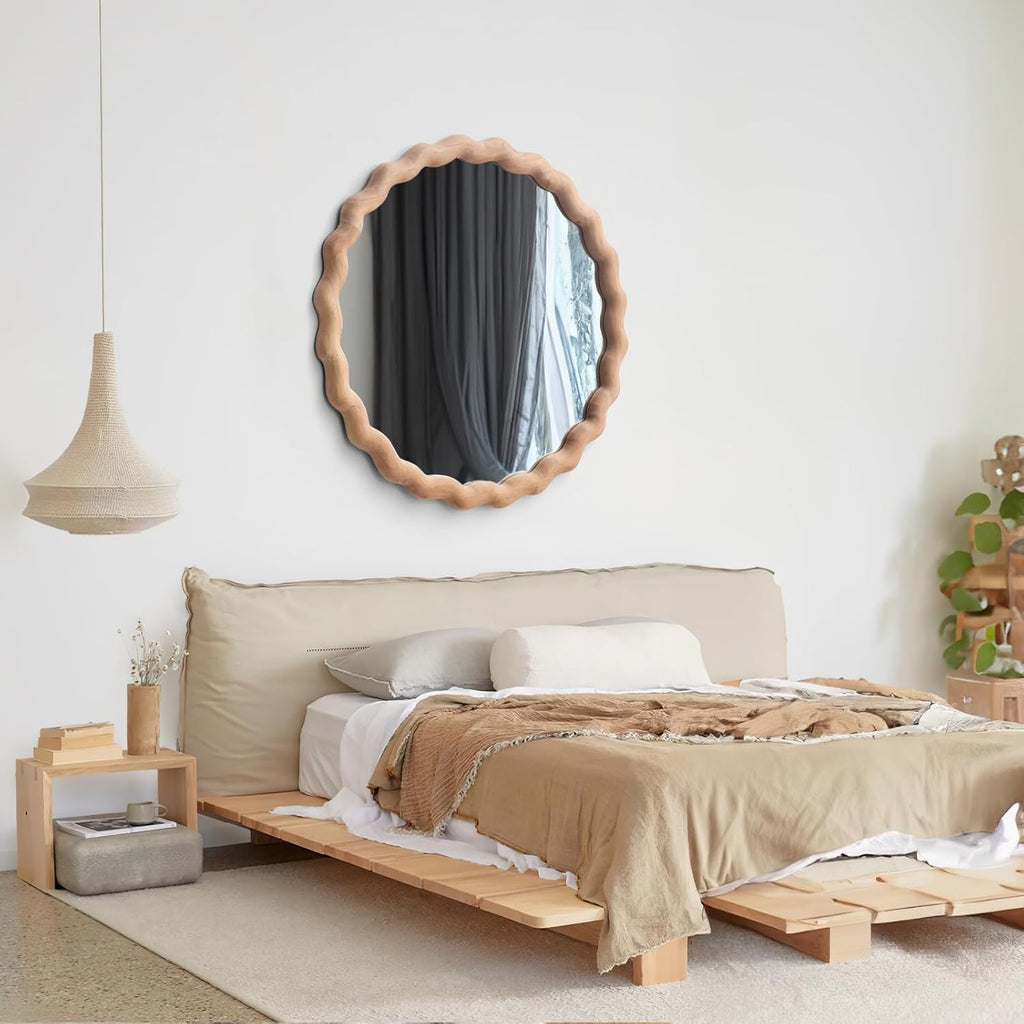 Round Farmhouse Brown Wall Mirror — 24" - View 5