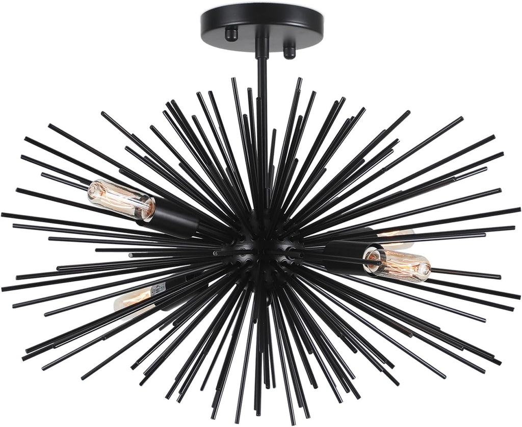 Modern Black Chandelier — 4-Light - View 9