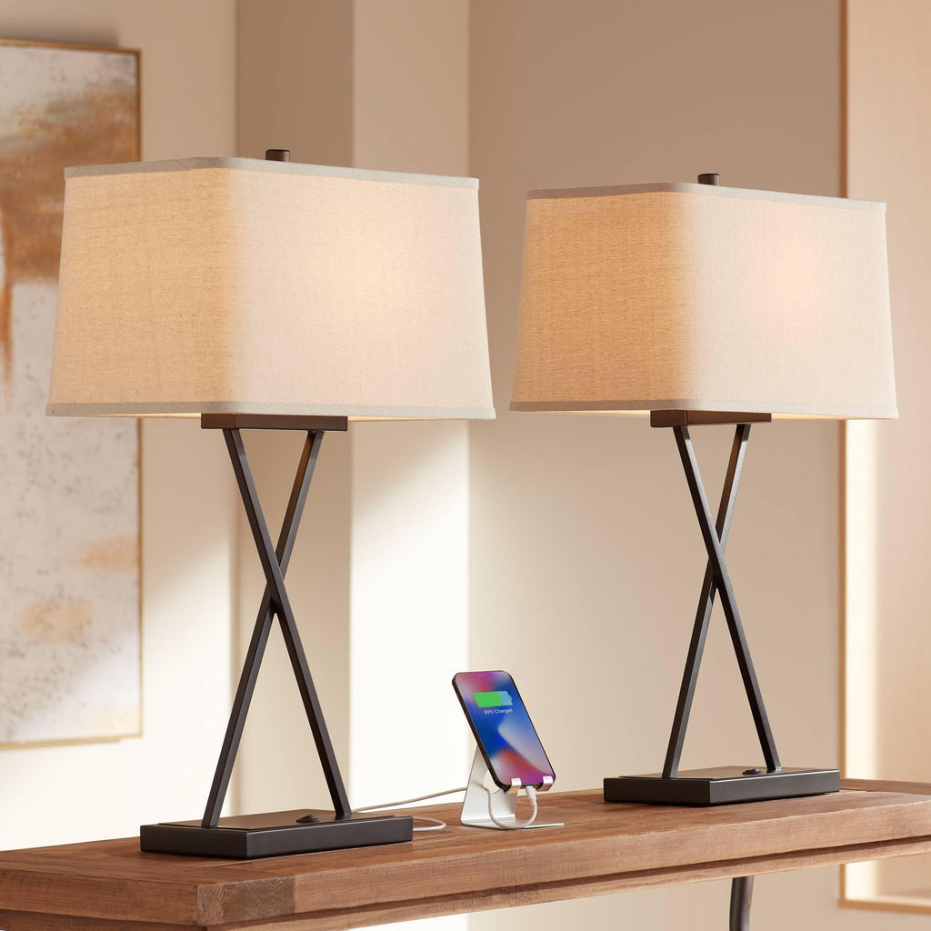 USB Charging Modern Metal Table Lamp — 26.5"