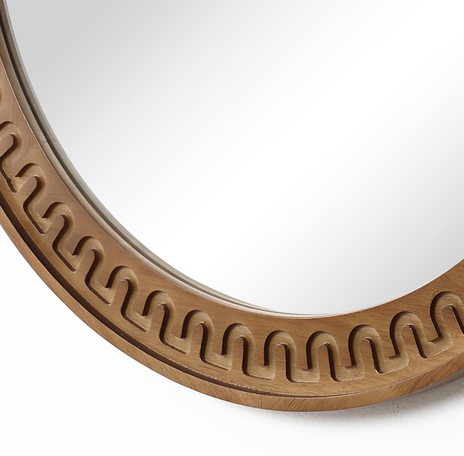 Round Farmhouse Wood Wall Mirror — 25.8" - View 5