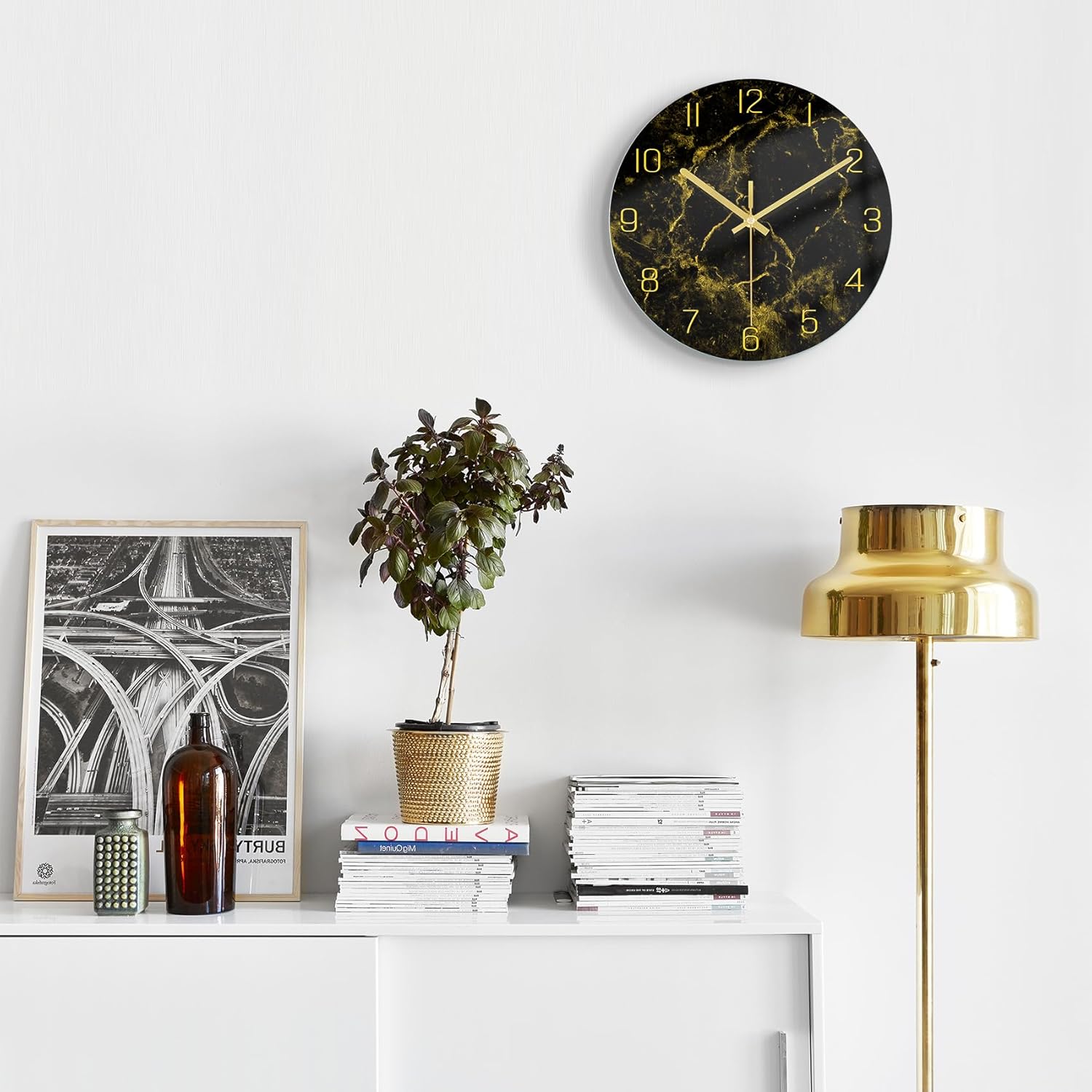 Battery Operated Farmhouse Black Wall Clock — 12" - View 7