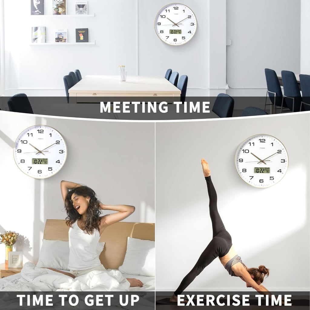 Battery Operated Luxe Black Wall Clock — 14" - View 7