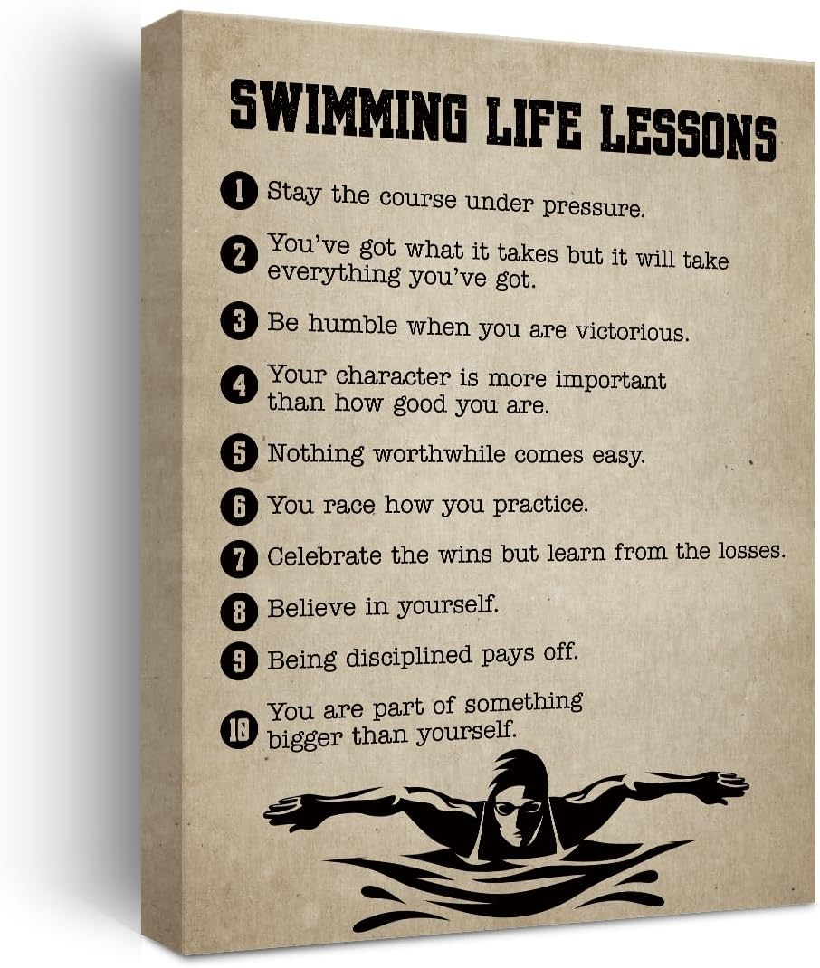 Framed Metal Canvas Wall Art — Swimming