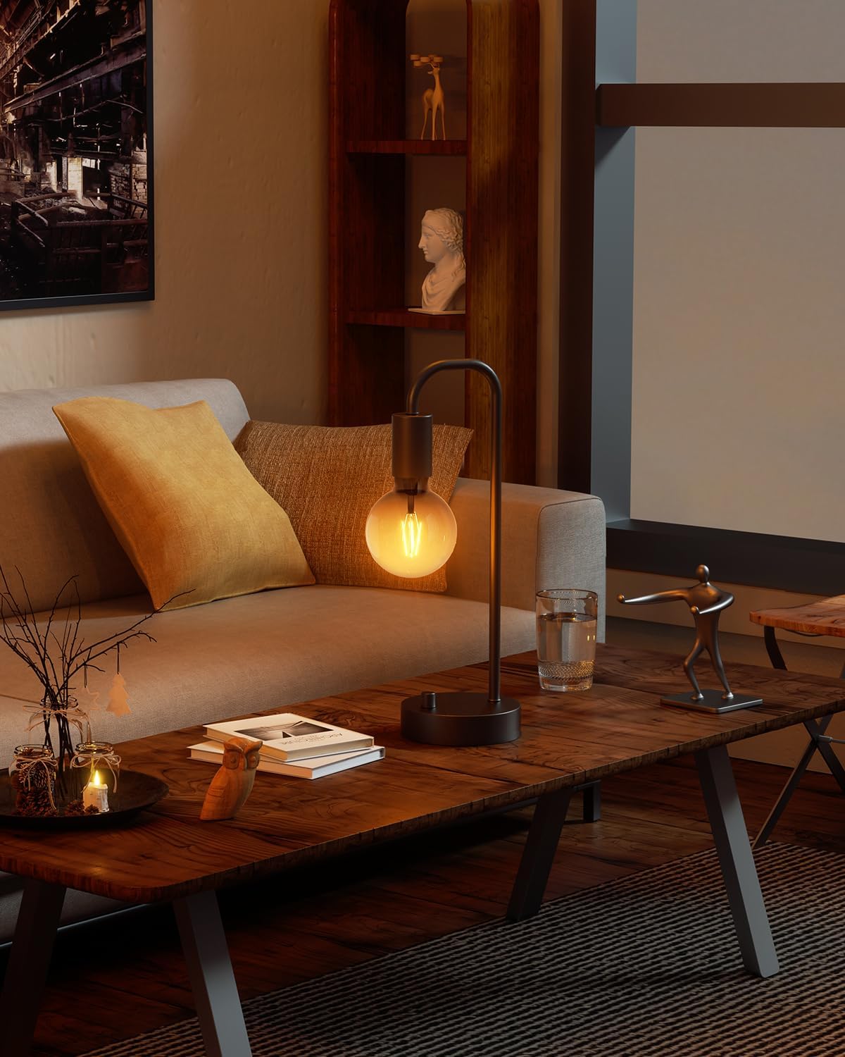 Dimmable Modern Black Bedside Lamp - View 5