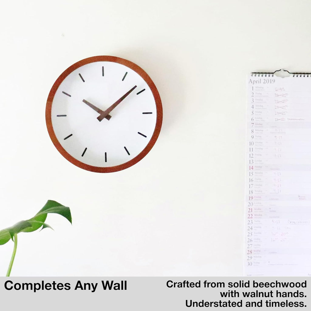 Battery Operated Mid-Century Wood Wall Clock — 12" - View 2