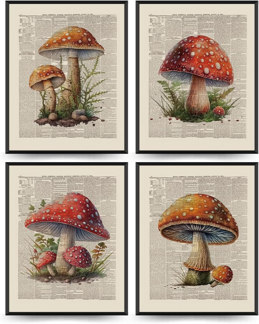 Unframed Farmhouse Black Wall Art — 10" — Mushroom